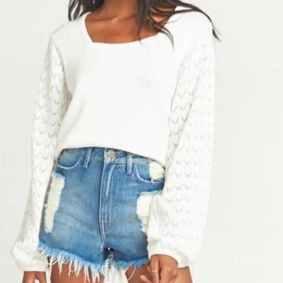 Show Me Your MuMu White Cropped Sweater Size XS - Picture 1 of 14